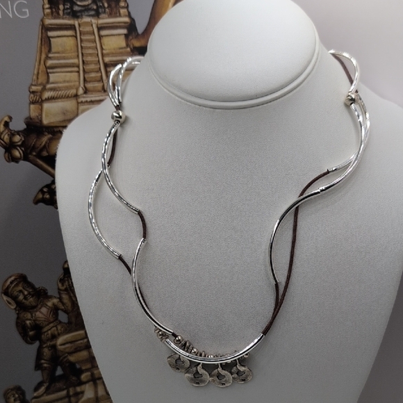 Lizzie James Convertible Wrap Bracelet/Necklace - Sterling & Leather - Picture 1 of 5